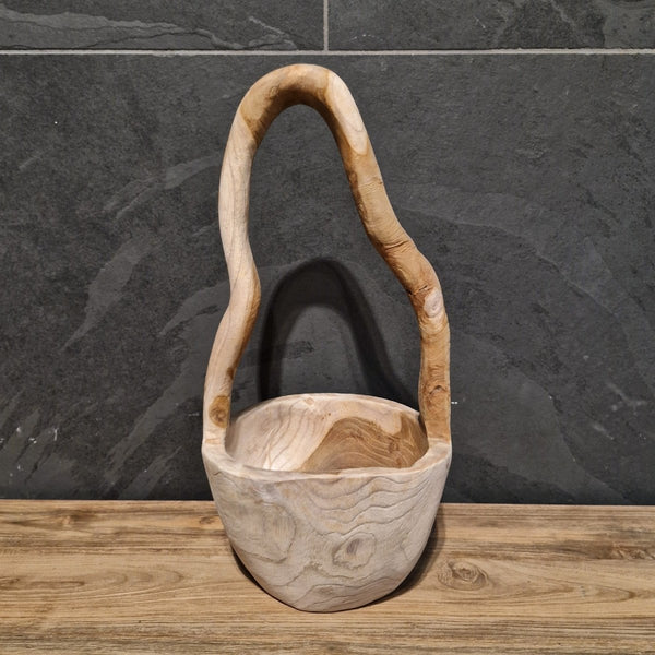  - Kleines Dekokörbchen aus Teakholz - Körbchen 4 - Badgestaltung | Afrika Naturstein