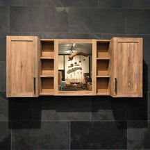 Badmöbel Set mit Waschtisch und Spiegelschrank aus Teakholz, moderne Badgestaltung, MADURA Naturdesign