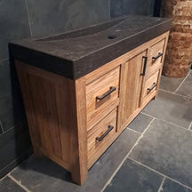 Moderner Badunterschrank aus Teakholz mit glatter Oberfläche, ideal für stilvolle Badgestaltung, von BINTAN.