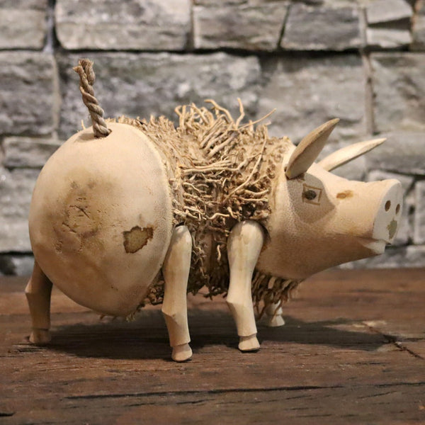  - Schweinchen aus Altholz - Klein - L 16 x B 9 x H 14 cm - Badgestaltung | Afrika Naturstein