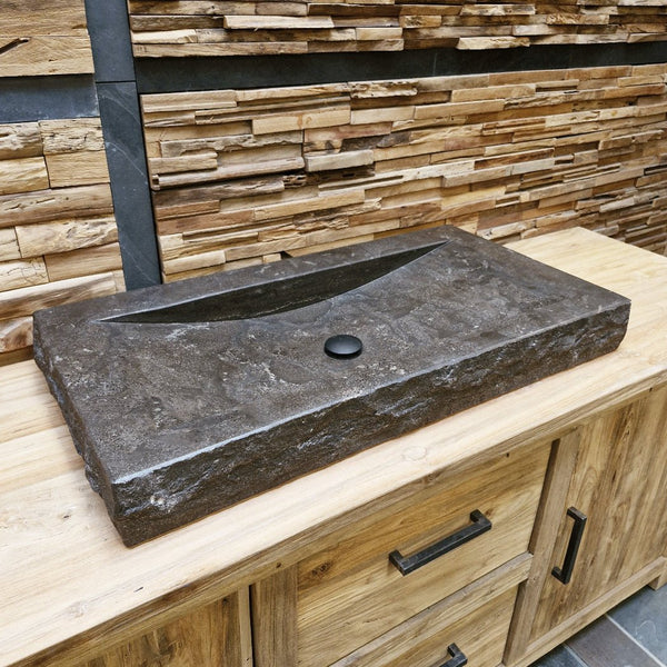  - BILBAO Waschtisch Blaustein Roh - 86 x 45 x 10 cm - Badgestaltung | Afrika Naturstein