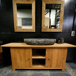 Teak Unterschrank Kommode Sideboard Anrichte - BORNEO 1 Kommode 204 x 55 x 80 cm - Badgestaltung | Afrika Naturstein