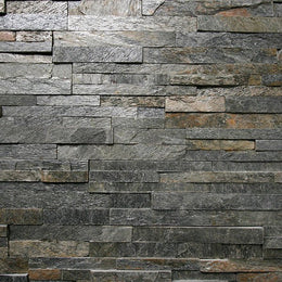 Verblender - Wandverblender - Wandverkleidung - Riemchen - Naturstein - Echtstein - Schiefer - Silver - Shine - 23 - Muster | Naturstein Verblender | QUARZIT SILVER SHINE - ca. 15 x 15 - 20 cm - Muster | Afrika Naturstein