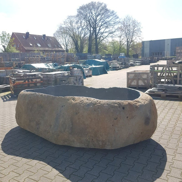  - POSEIDON Badewanne freistehend Flussstein 286 x 145 x 60 - 70 cm, Whirlpool, XXL - Badgestaltung | Afrika Naturstein