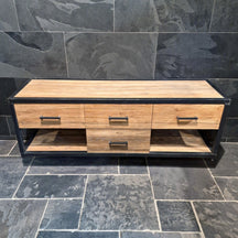 Waschbeckenunterschrank aus Teakholz von Metal Look, 180x55x60 cm, massives, langlebiges Badmöbel mit stilvollem Design