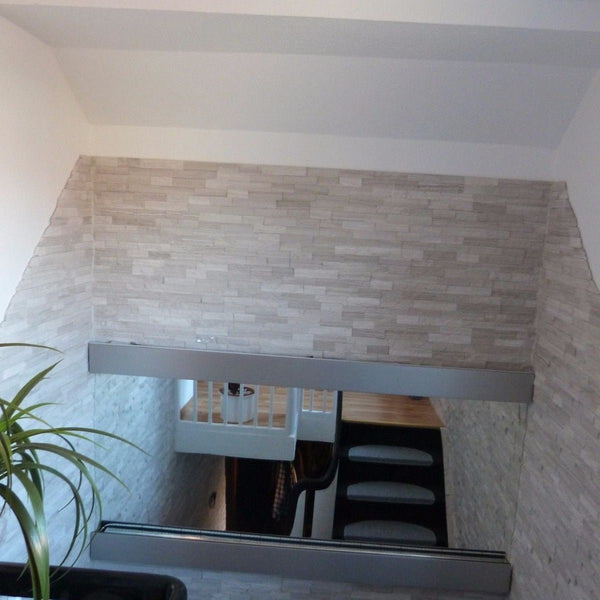 Verblender - Wandverblender - Wandverkleidung - Riemchen - Naturstein - Echtstein - Marmor - White - Grey - 06 - Muster | Naturstein Verblender | MARMOR WHITE GREY - ca. 15 x 15 - 20 cm - Muster | Afrika Naturstein