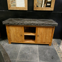Waschtischunterschrank aus Teakholz, 170x55x88 cm, Borneo Badgestaltung, massives natürliches Holz, modernes Design