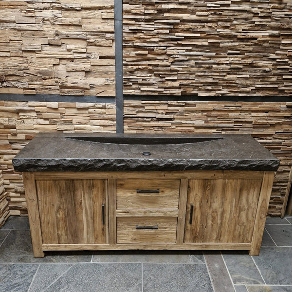  - BILBAO Waschtisch Blaustein Roh - 186 x 55 x 10 cm - Badgestaltung | Afrika Naturstein