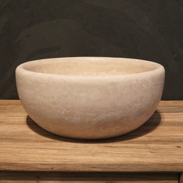  - MOSKAU | rundes Waschbecken | Travertin glatt - Ø 35 cm - Badgestaltung | Afrika Naturstein