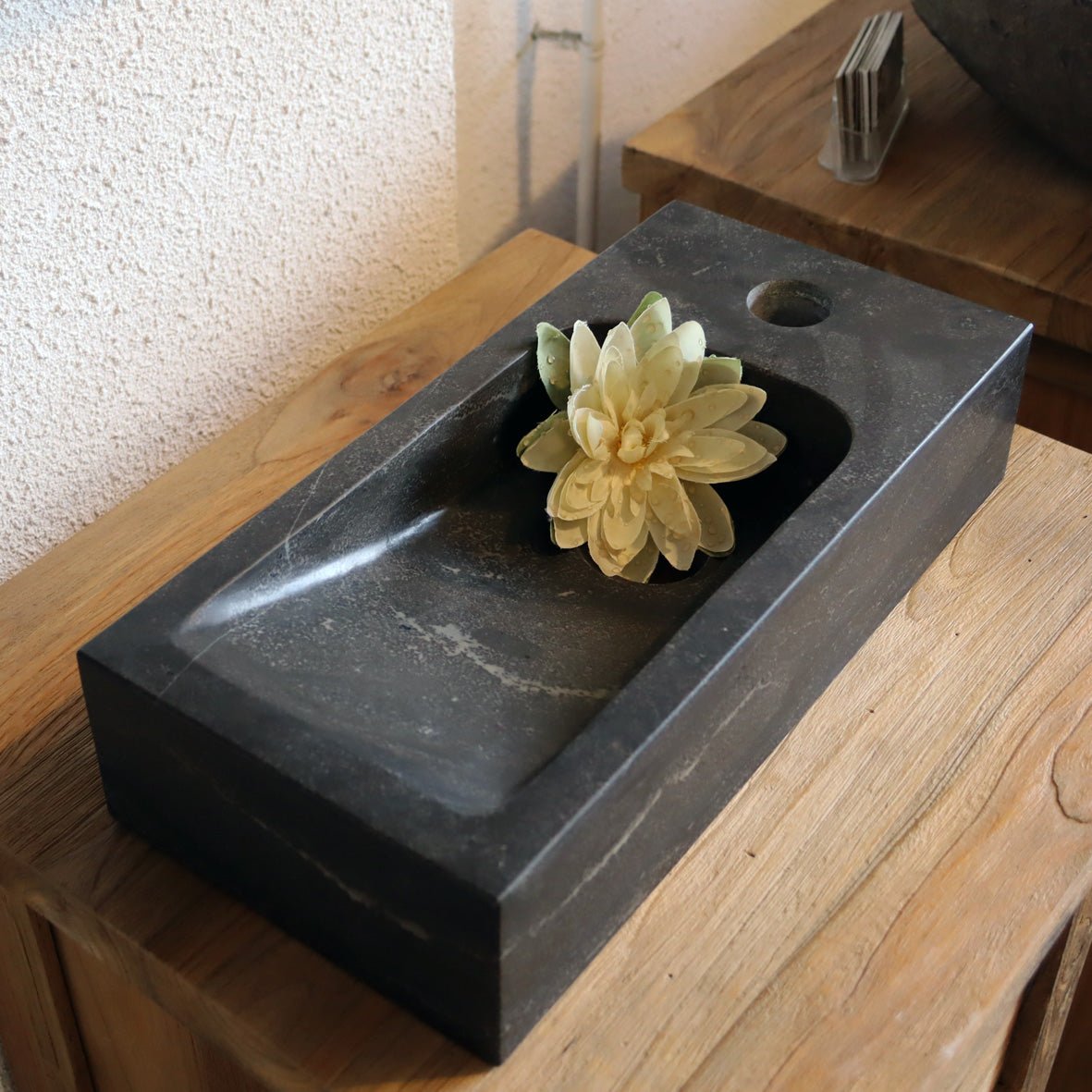 Blaustein Waschbecken MADRID in 38 x 18 x 8,5 cm - Badgestaltung | Afrika Naturstein