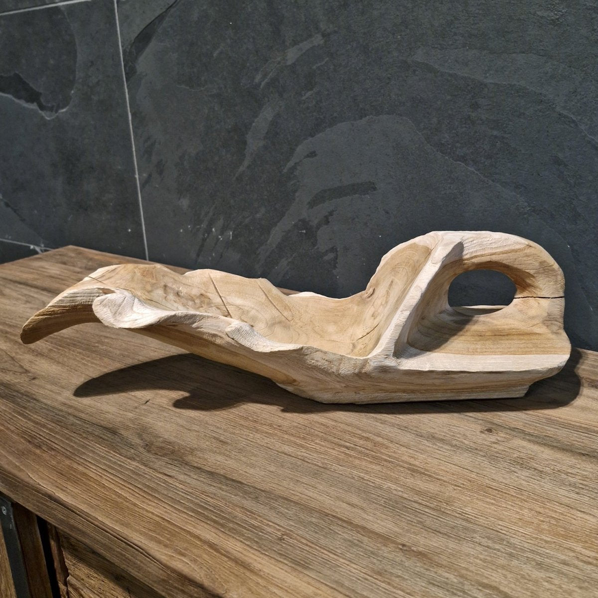 Recyceltes Teakholz Badgestaltung von Schale, stilvolle Badaccessoire mit natürlicher Holzoptik und nachhaltigem Design.