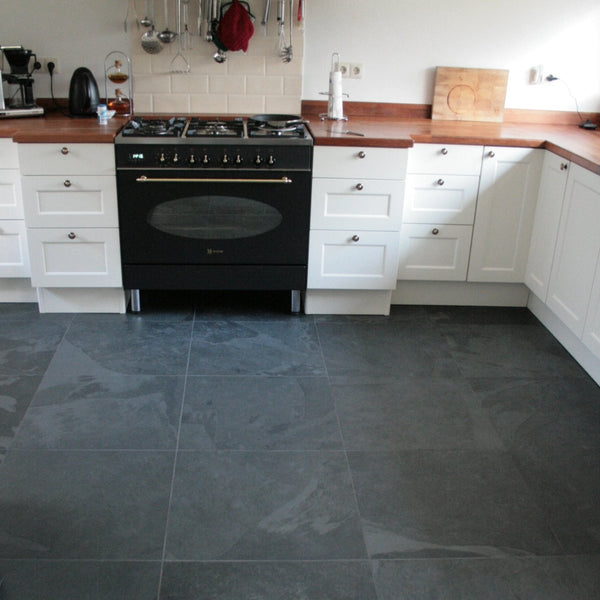 Naturstein Fliesen Platten Schiefer Mustang anthrazit - Schieferfliesen | MUSTANG (Black Slate) | In verschiedenen Formaten - 40 x 40 x 1.0 cm - Fliesen | Afrika Naturstein