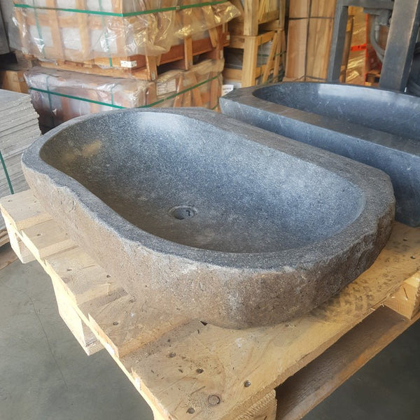 Aufsatzwaschbecken aus Flussstein | Unikate | 80-100 cm