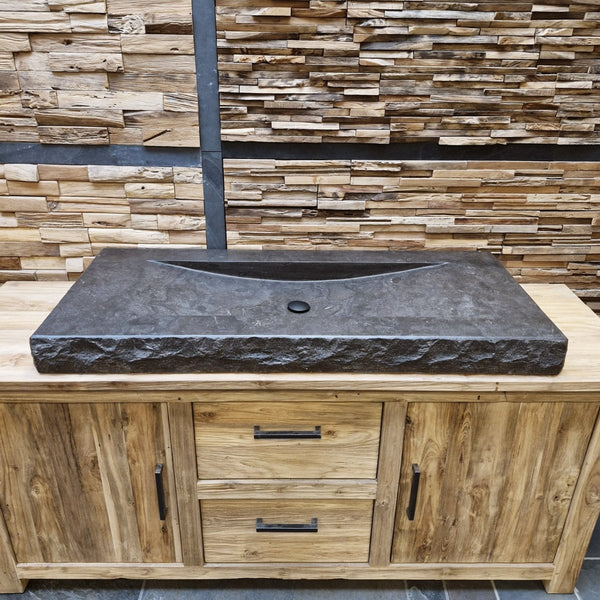  - BILBAO Waschtisch Blaustein Roh - 125 x 55 x 10 cm - Badgestaltung | Afrika Naturstein