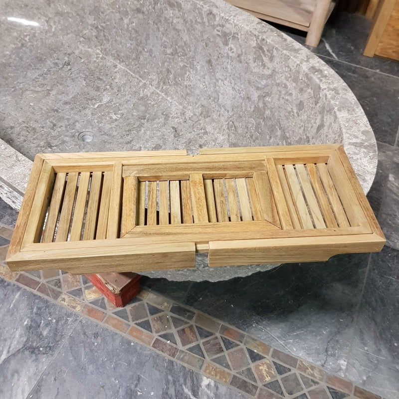  - Badewannenablage Teakholz ausziehbar 67 - 95 x 26 x 6 cm - Badgestaltung | Afrika Naturstein