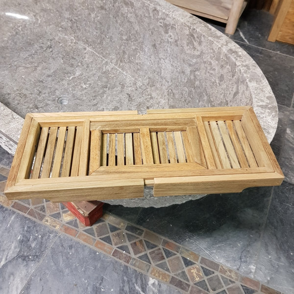  - Badewannenablage Teakholz ausziehbar 67 - 95 x 26 x 6 cm - Badgestaltung | Afrika Naturstein
