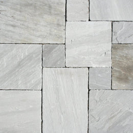 Naturstein Terrassenplatten Gehwegplatten Fliesen Sandstein Grey naturgespalten und getrommelt - Muster | Terrassenplatten | SANDSTEIN GREY - ca. 15 - 20 x 15 - 20 cm - Muster | Afrika Naturstein