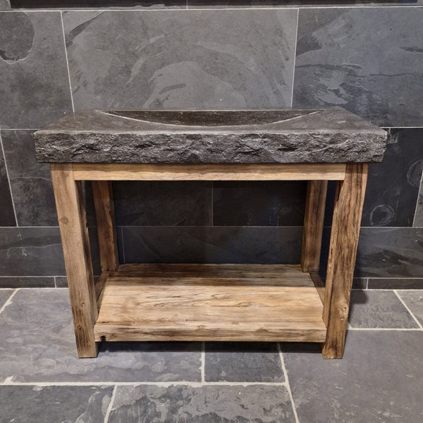  - DENPASAR Untertisch mit Waschtisch Blaustein Roh - 106 x 50 x 87 - Badgestaltung | Afrika Naturstein