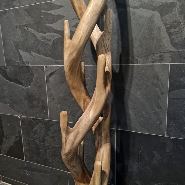  - Kleiderständer aus recyceltem Teakholz - Hell - Einzel - Badgestaltung | Afrika Naturstein