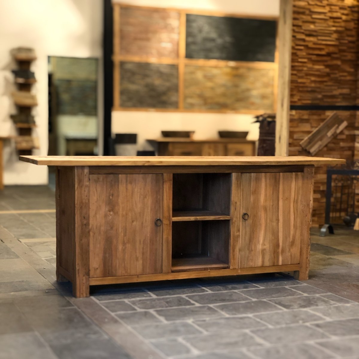 Onderkast voor badkamer | Gerecycled teak | 204 x 55 x 80 cm | Model 1