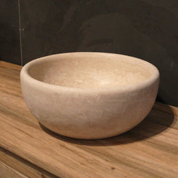  - MOSKAU | rundes Waschbecken | Travertin glatt - Ø 35 cm - Badgestaltung | Afrika Naturstein
