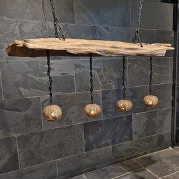  - Hängelampe KOKOSNUSS - 152 x 27 x 13 cm - 4 Lampen - Badgestaltung | Afrika Naturstein