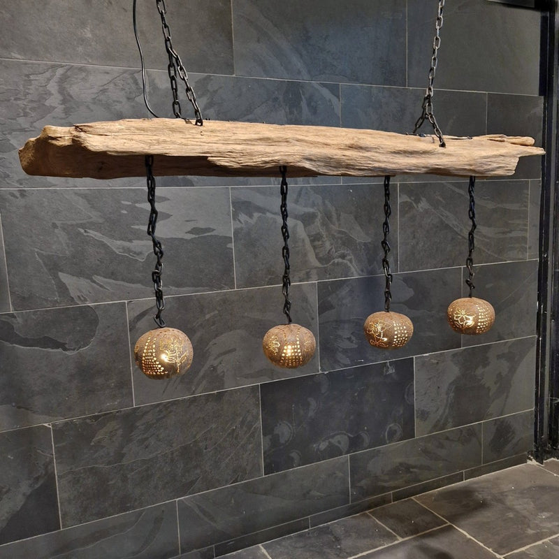  - Hängelampe KOKOSNUSS - 152 x 27 x 13 cm - 4 Lampen - Badgestaltung | Afrika Naturstein