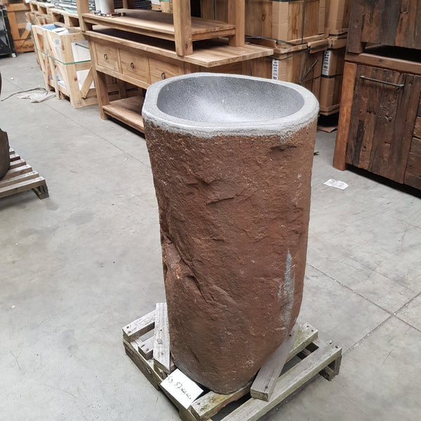  - RHODOS Standwaschbecken Flussstein 57 x 49 x 90 cm SD - Badgestaltung | Afrika Naturstein