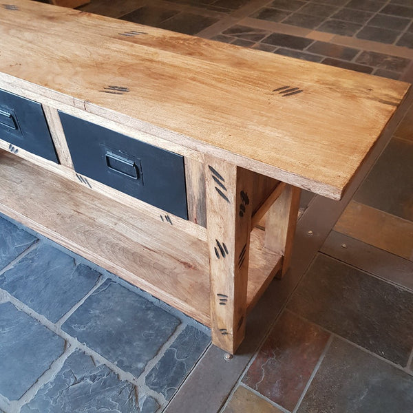  - MADRAS A | Sideboard Badmöbel Mangoholz - 204 x 55 x 80 cm - Badgestaltung | Afrika Naturstein