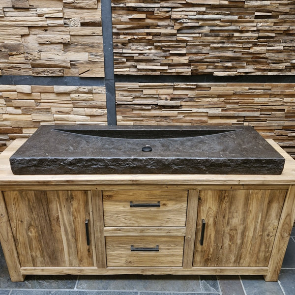  - BILBAO Waschtisch Blaustein Roh - 146 x 50 x 10cm - Badgestaltung | Afrika Naturstein
