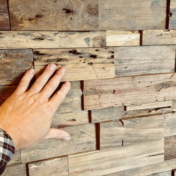 Verblender - Holzverblender - Wandverblender - Wandverkleidung - Paneele - Teak - Altholz - Indo - 10 - INDO | Holzverblender - 1 Stück 50x20 cm - Verblender | Afrika Naturstein