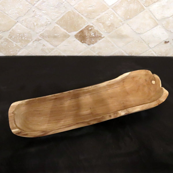  - Dekoschale länglich aus Teak Altholz, 7 oder 12 cm hoch - B 60 x H 7 x L 20 cm - Badgestaltung | Afrika Naturstein