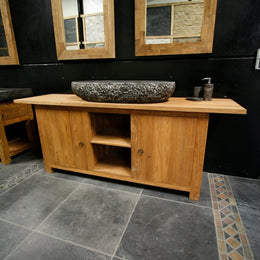 Teak Unterschrank Kommode Sideboard Anrichte - BORNEO 1 Kommode 204 x 55 x 80 cm - Badgestaltung | Afrika Naturstein