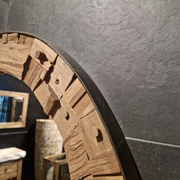  - Runder Wandspiegel Badspiegel C1 - 5 - C3 - Ø 100 x 5 cm - Badgestaltung | Afrika Naturstein