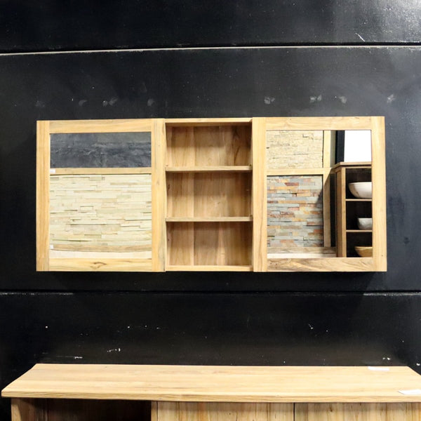  - MALAYA | Spiegelschrank - Badspiegel - Wandspiegel Teak - 160 x 70 x 18 cm - Badgestaltung | Afrika Naturstein