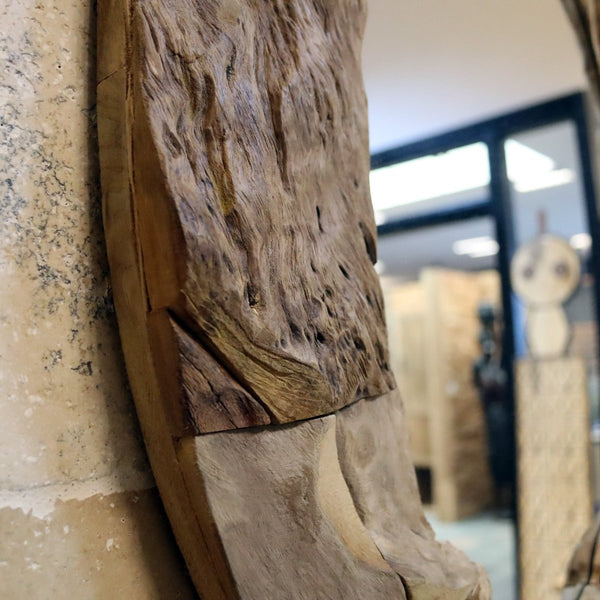  - Badspiegel Wandspiegel Teak oval - Badgestaltung | Afrika Naturstein