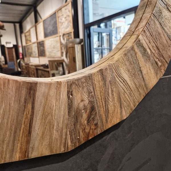  - Runder Wandspiegel Badspiegel B1 - 4 - B3 - Ø 86 x 3 cm - Badgestaltung | Afrika Naturstein