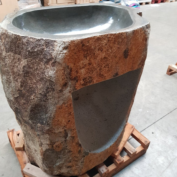  - RHODOS XD Standwaschbecken Flussstein 90 x 65 x 90 cm - Badgestaltung | Afrika Naturstein