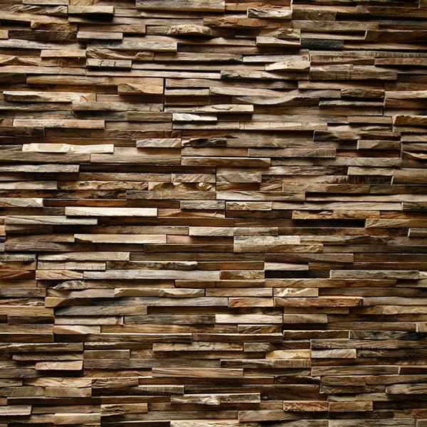 Holzverblender aus Teakholz von ERO, langlebiges Verblendeset für Innen- und Außenbereiche, zeigt die strukturierte Holzoberfläche.