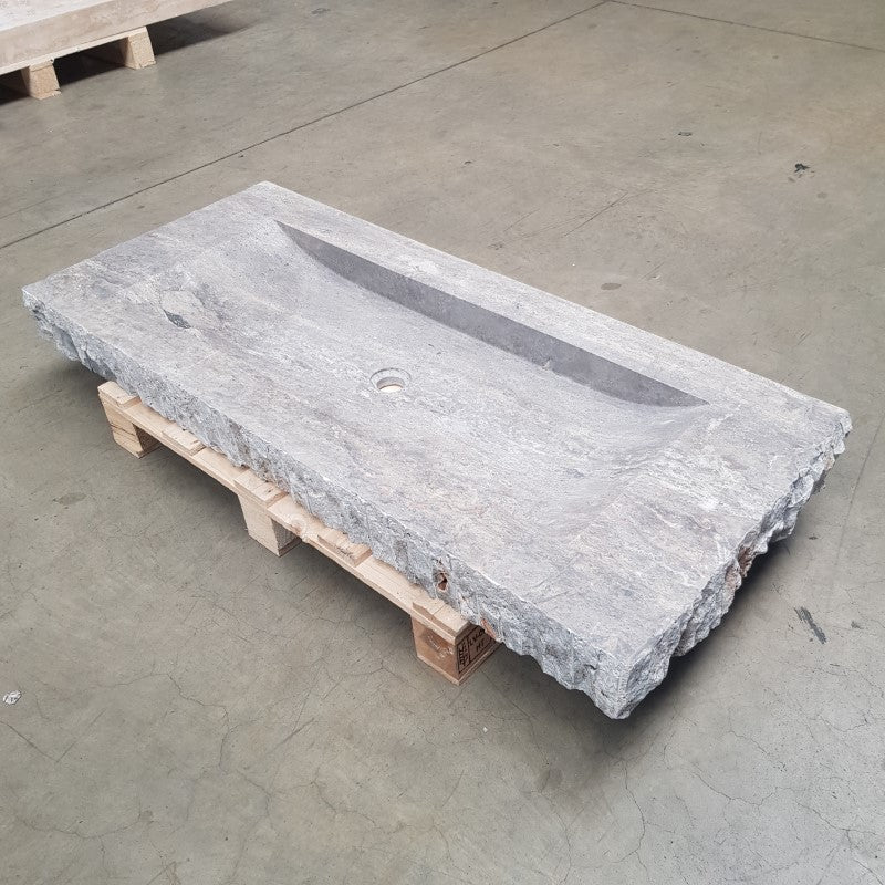 - BILBAO SILVER Travertin Waschbecken 125 x 55 x 10cm - Badgestaltung | Afrika Naturstein