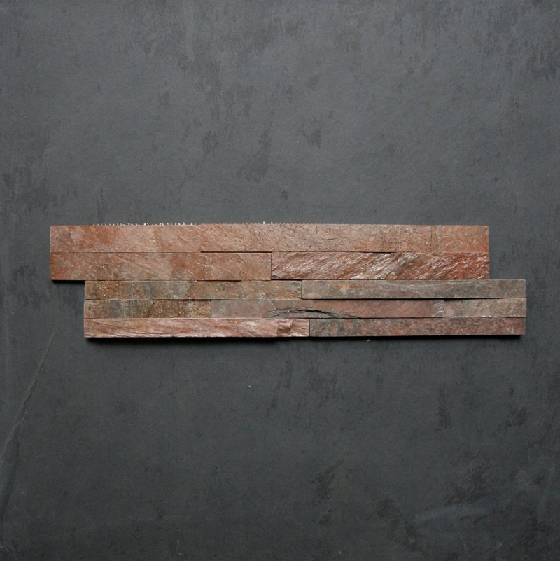 Verblender - Wandverblender - Wandverkleidung - Riemchen - Naturstein - Echtstein - Schiefer - Copper - 05 - Muster | Naturstein Verblender | QUARZIT COPPER - ca. 15 x 15 - 20 cm - Muster | Afrika Naturstein