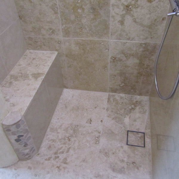 Naturstein Fliesen Wandfliesen Bodenfliesen Travertin Old Mix - Muster | Fliesen | TRAVERTIN OLD MIX | Getrommelt - ca. 20 x 20 cm - Muster | Afrika Naturstein