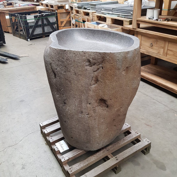  - RHODOS Standwaschbecken Flussstein 84 x 67 x 90 cm - G - Badgestaltung | Afrika Naturstein