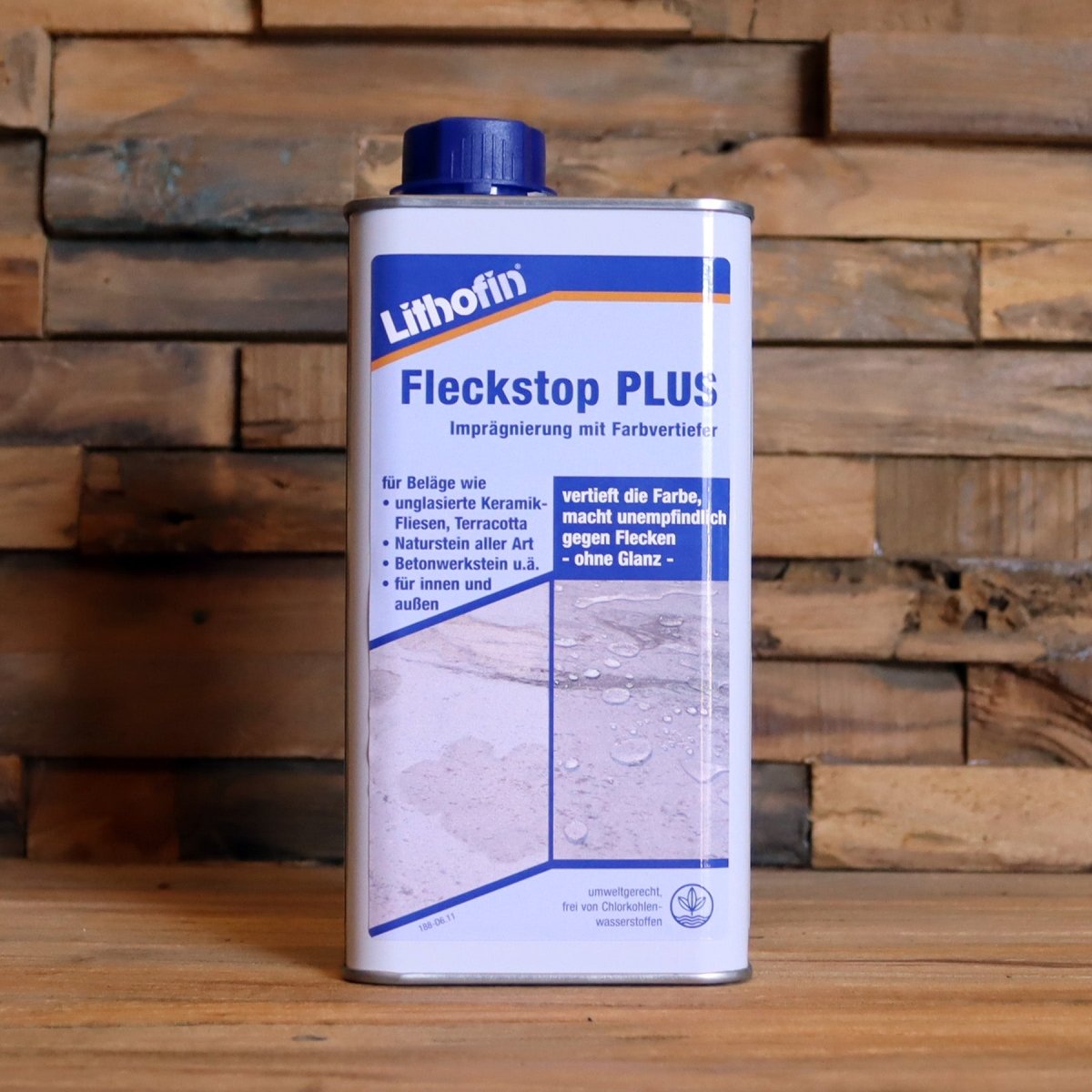 Lithofin FLECKSTOP PLUS Pflege und Zubehör, dunkler Naturstein Reiniger für Badewannen und Fliesen, schützende Reinigungslösung