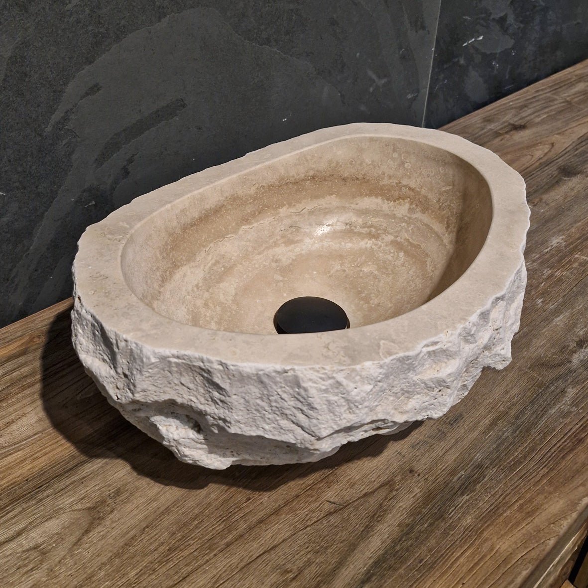 Aufsatzwaschbecken | Travertin grob | Naturstein | Verschiedene Größen