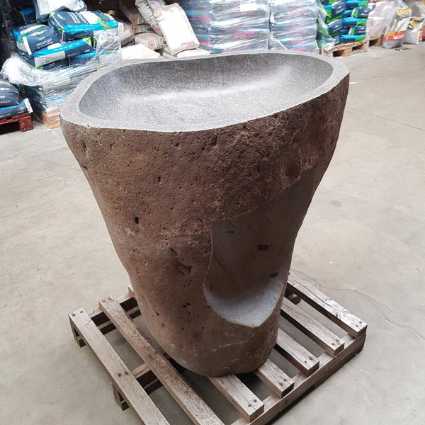  - RHODOS Standwaschbecken Flussstein 84 x 67 x 90 cm - G - Badgestaltung | Afrika Naturstein