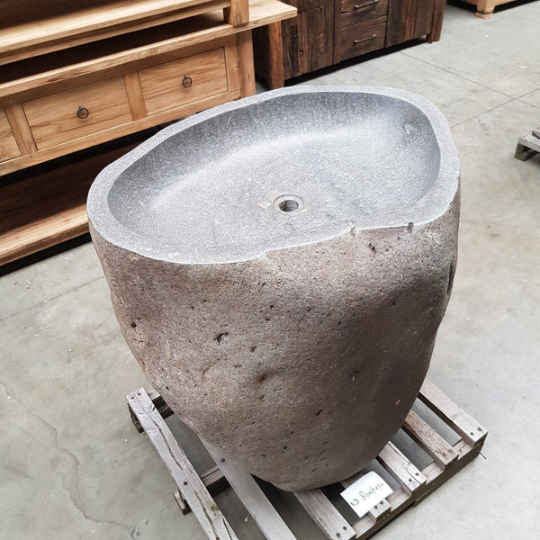  - RHODOS Standwaschbecken Flussstein 84 x 67 x 90 cm - G - Badgestaltung | Afrika Naturstein