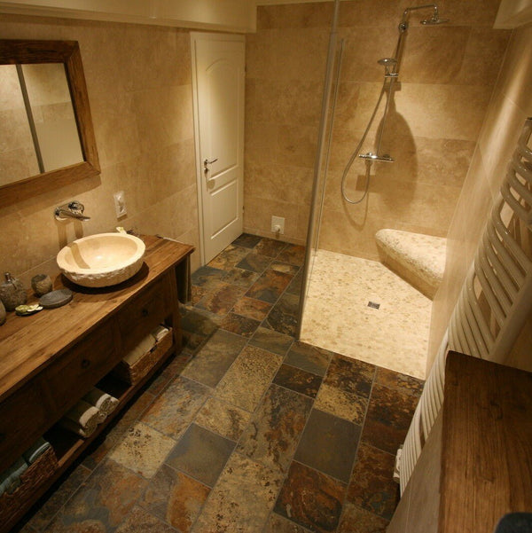  - Muster | Fliesen | TRAVERTIN LIGHT | Gespachtelt und geschliffen - ca. 20 x 20 cm - Muster | Afrika Naturstein