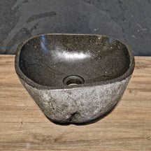 Aufsatzwaschbecken aus Flussstein von FLUSSSTEIN, naturbelassenes Unikat, 30-40 cm, für stilvolle Badgestaltung