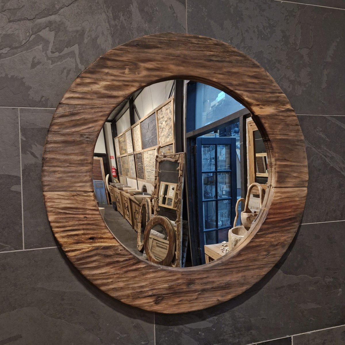 Wandspiegel Badspiegel aus recyceltem Teakholz in verschiedenen Größen, für stilvolle Badgestaltung, von WANDSPIEGEL.